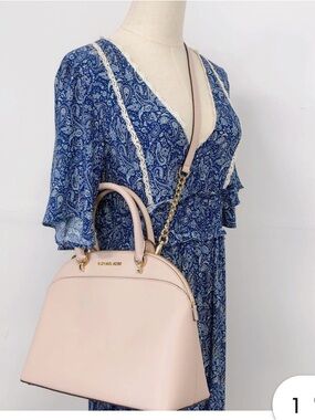 MICHAEL KORS Emmy Large Saffiano Leather Dome Satchel IN BALLET. NWOT